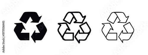 Universal Recycling Symbol Icons for Environmental Conservation and Eco-Friendly Design