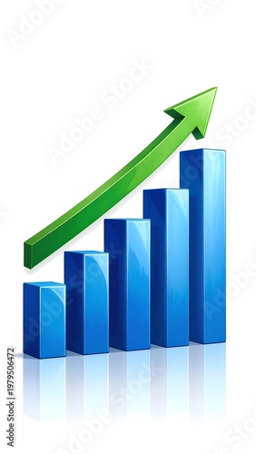 A green arrow ascends over a rising blue bar graph Free Download A green arrow ascends over a rising blue bar graph - GFXLoad