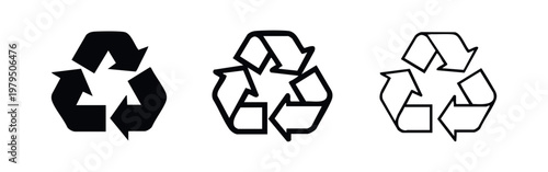 Set of Recycle Arrow Icons for Sustainability and Environmental Awareness