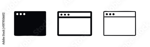 Web Browser Window Icons for Website Interface and Digital Software Design