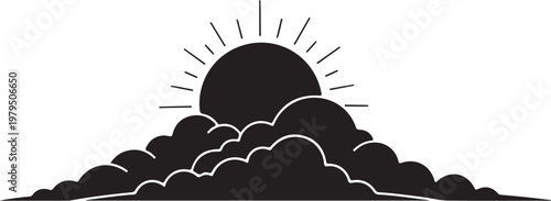 Black silhouette sun rising behind