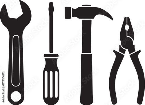 Black silhouette tools