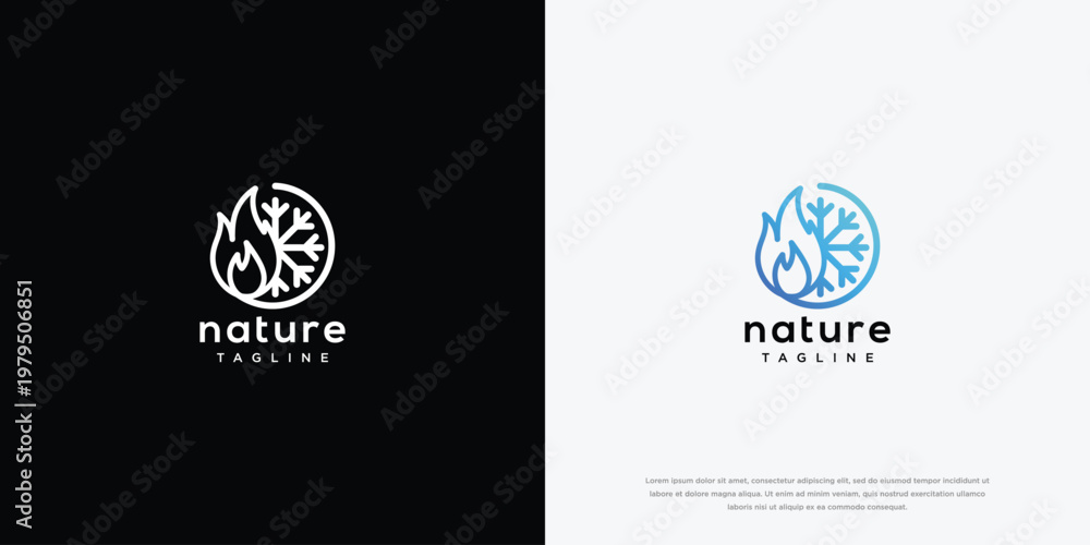 Fototapeta premium Nature Logo Fire and Snowflake Fusion