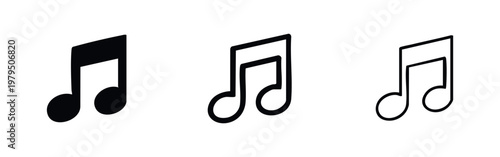 Musical Note Eighth Note Icons for Audio and Sound