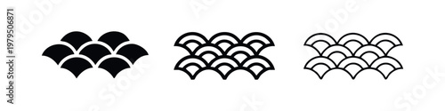 Traditional Japanese Wave Pattern Seigaiha Icons