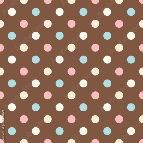 Fotografie Brown background with pastel polka dots in soft tones