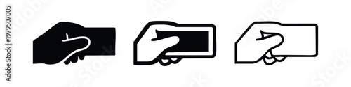Hand Holding Card or Smartphone Icons for Payment and UI