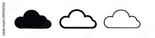 Minimalist Cloud Icon Set - Weather and Networking Vector Graphics