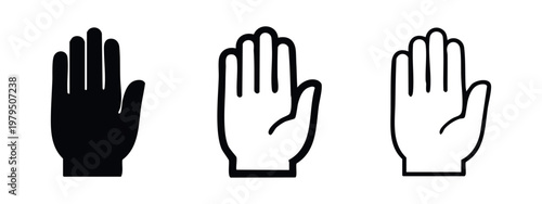 Open Hand Palm Icon Set - Stop Gesture and Greeting Vector Illustration