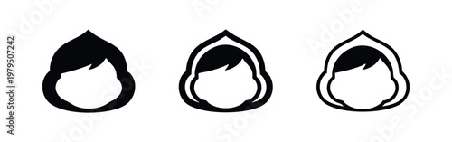 Hooded Character Face Icon Set - Minimalist Person Avatar Vector Set