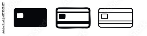 Credit card icons set for payment and financial transactions