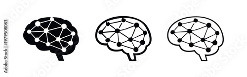 Brain neural network icon set representing artificial intelligence and machine learning