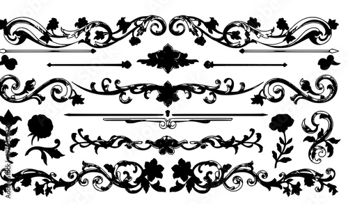 Renaissance Floral Ornament Vector Scroll Design Vintage Decorative Elements Collection