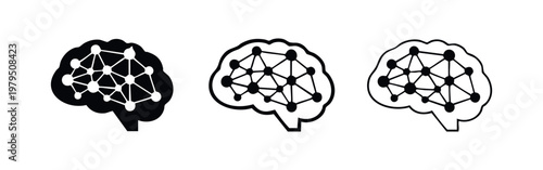 Artificial Intelligence Brain Neural Network Icon Set