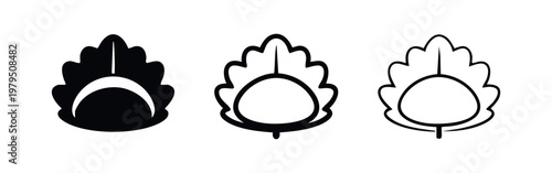 Kashiwamochi Japanese Rice Cake in Oak Leaf Icon Set