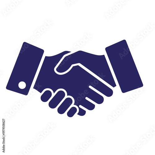 Dark blue handshake two hands shaking, business agreement symbol partnership