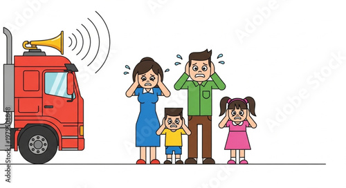 Family covering ears from noise.