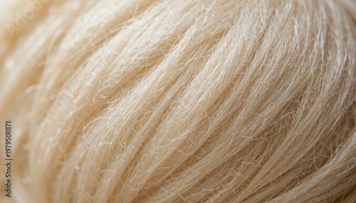 Closeup View of Soft Creamy Twisted Yarn Texture Ideal for Knitting and Textile Crafting