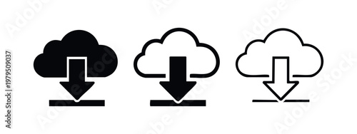 Cloud Storage File Download Symbol Set