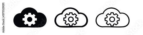 Cloud Management and Settings Gear Icon Set