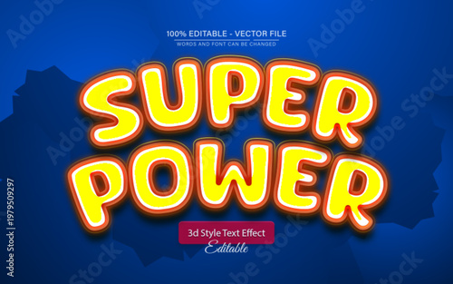 Editable Comic Style Super Power 3D Text Effect with Yellow and Orange Glow