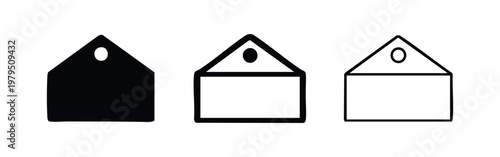 Traditional japanese ema plaque icon set for wishes and prayers in outline and solid styles