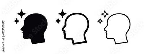 Human Mind and Bright Idea Icons Set
