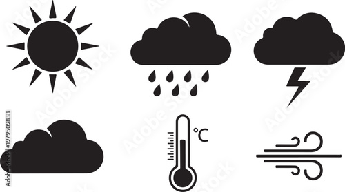 Weather with sun cloud rain snow