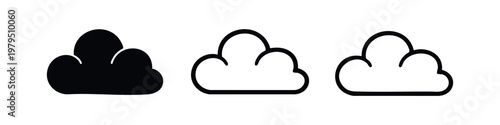 Simple Cloud Icon Set for Weather Data and Cloud Computing Concepts