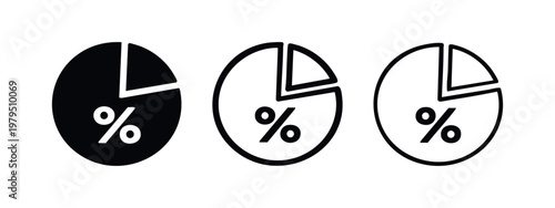 Pie Chart Icon Set with Percentage Symbol for Business Data Analysis