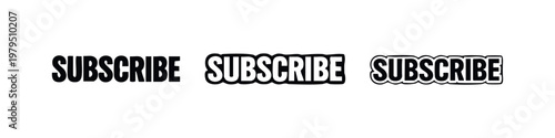 Subscribe Text Button Icon Set for Social Media and Video Channels