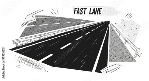 Fast Lane Highway Perspective Illustration.