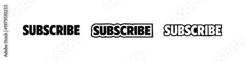 Subscribe Text Button Icons for Social Media and Video Content
