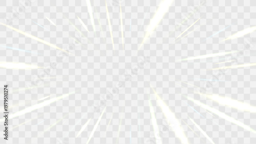 Intense neon motion streaks in near-white tones with yellow glow on a light checkered background. Abstract fast light beams with strong brightness and dynamic energy.