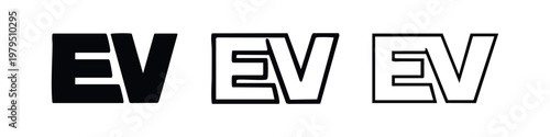EV Electric Vehicle Logo Icons Set in Minimalist Style