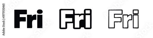 Fri Friday Weekday Typography Icons for Design Projects