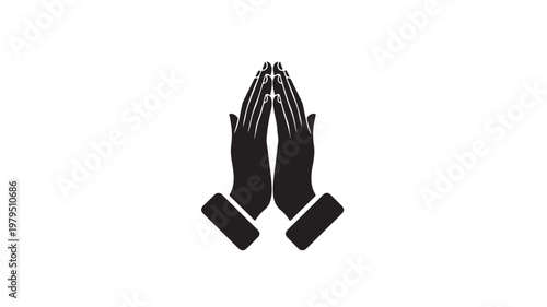 Hands in prayer meditation pose flat design vector illustration spiritual mindfulness symbol