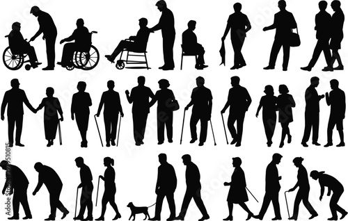 Silhouettes of people of different ages and abilities