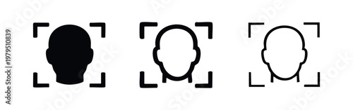 Face Recognition Biometric ID Scan Icon Set Soft Rounded Style