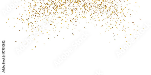 Canvastavla Falling gold glitter particles scattered on a white background creating a festiv