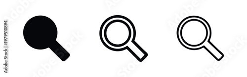 Magnifying Glass Search Icon Set for Find and Explore Discovery