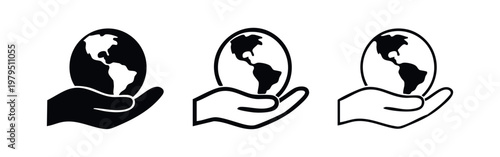 Save the Earth Ecology Icons Showing Hand Supporting the Planet