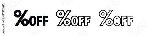 Percentage Off Discount Text Icon Set for Retail Sale Promotion