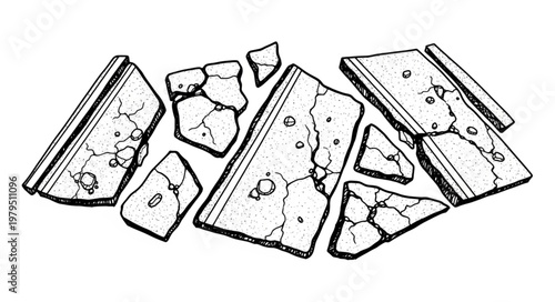 Fragmented Stone Pieces Illustration.