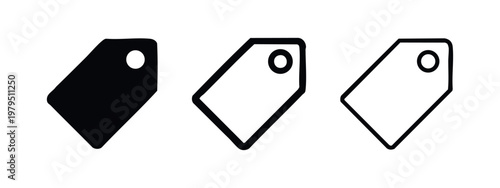 Shopping tag price label icons set discount and retail symbols