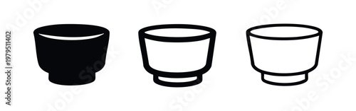 Cereal bowl kitchenware icons set dining and soup vessel symbols