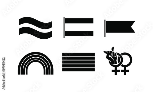 Collection of diverse symbols representing equality, gender, and identity