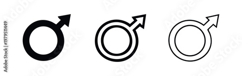 Male gender symbol icons set men and mars astrology signs