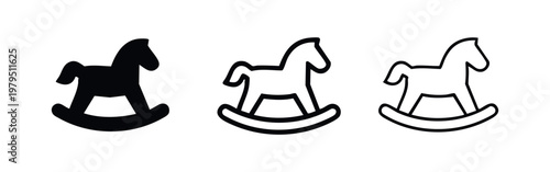 Set of Rocking Horse Toy Icons for Baby and Nursery Design