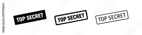 Top Secret Rubber Stamp Icons Set for Confidential Documents